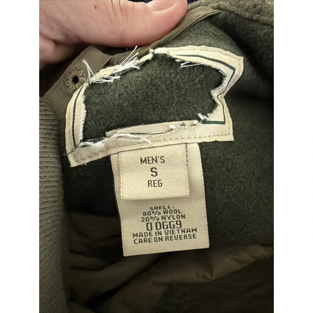 LL Bean Green Wool Cruiser Jacket Field Coat Hunting Quilted Removable Shell